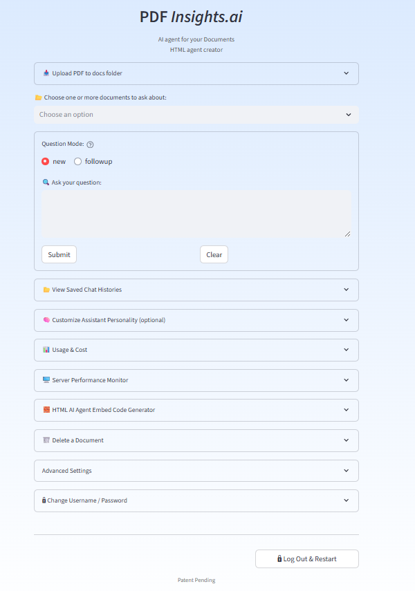 Upload PDFs section screenshot
